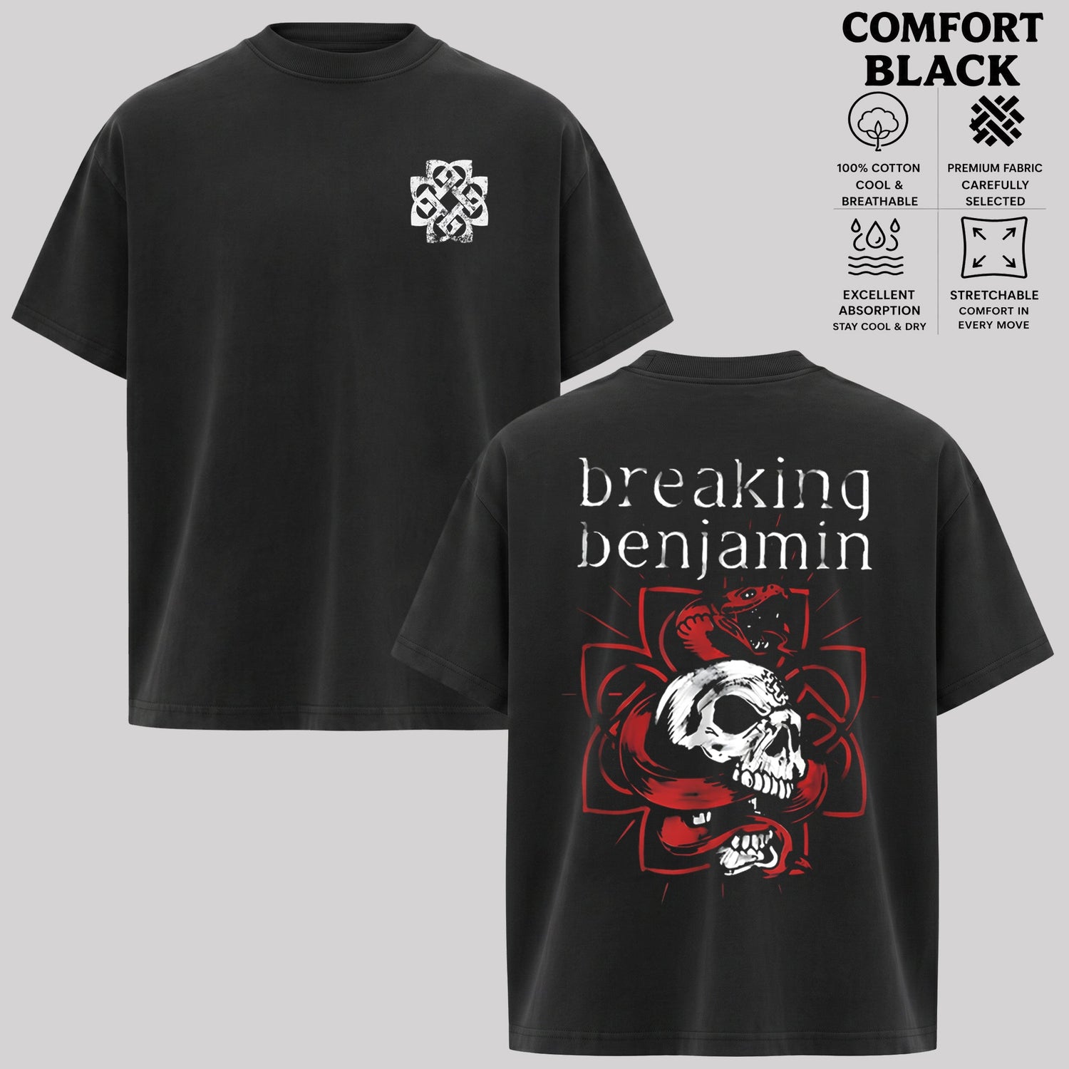 Vintage Breaking Benjamin Skull Snake Graphic T-Shirt & Hoodie
