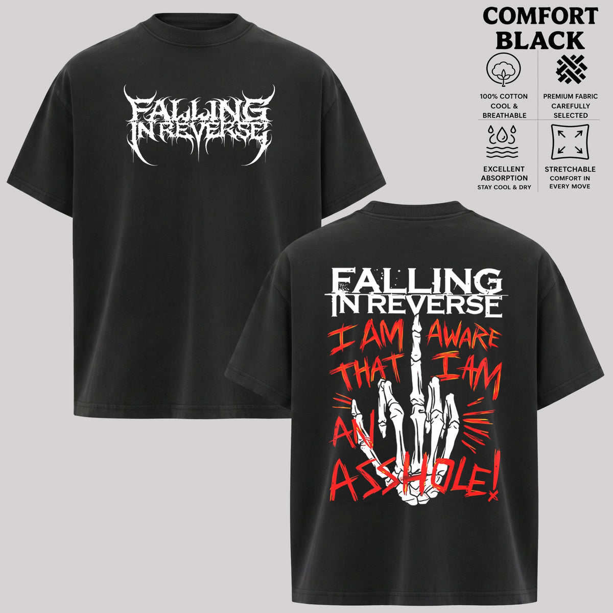 Falling In Reverse T-Shirt - 2 Sided Rock Tee shirt & hoodie