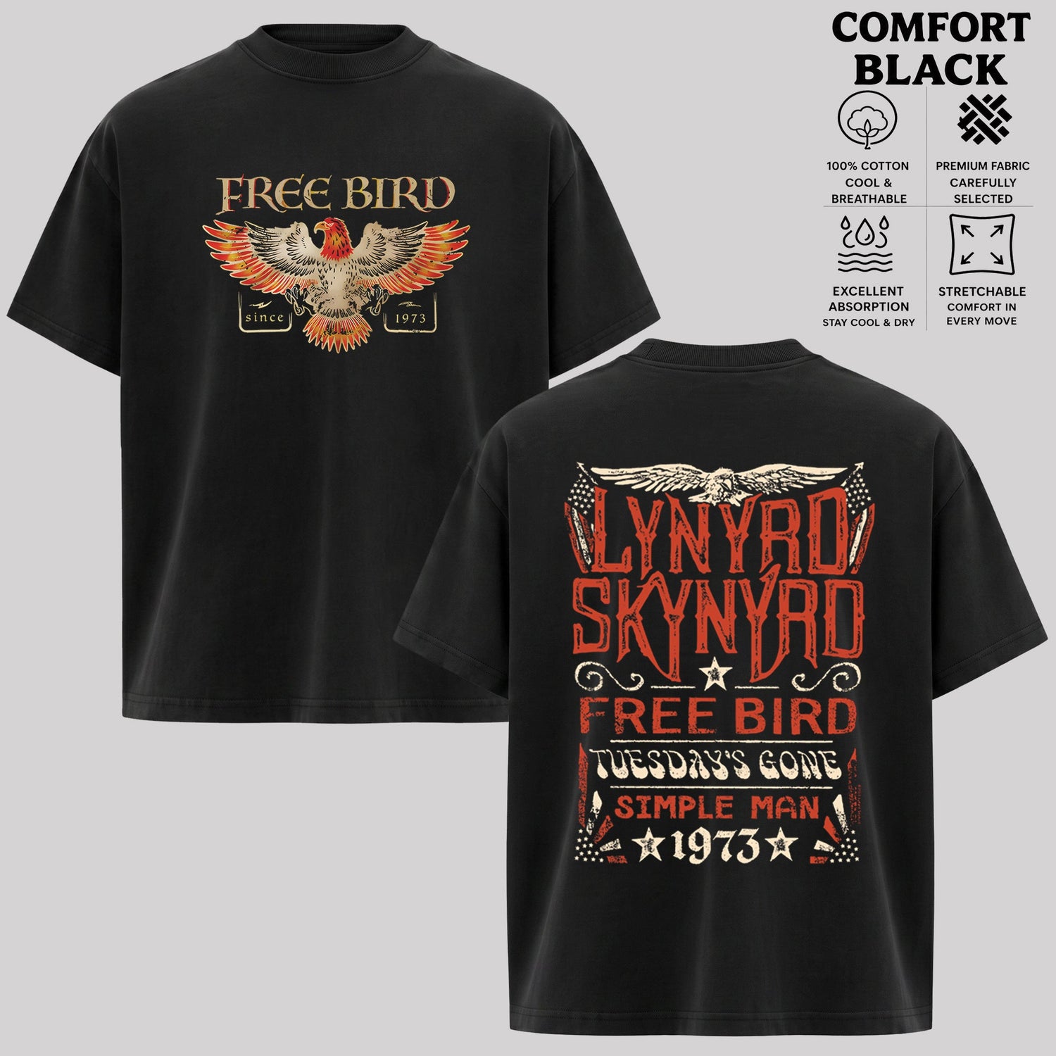 Retro Vintage Lynyrd Skynyrd Free Bird 1973 T-Shirt, Lynyrd Skynyrd T-Shirt & Hoodie.