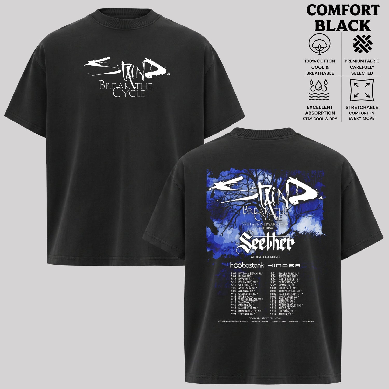 Staind Break The Cycle 25th Anniversary Tour T-Shirt & Hoodie