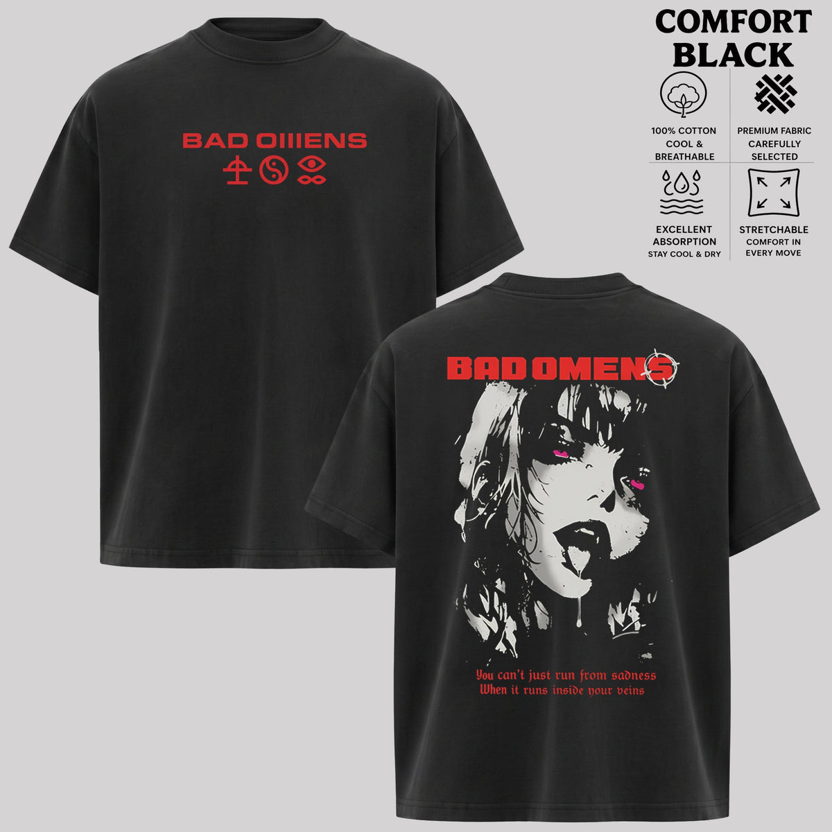 Vintage Rock Band Bad Omens Graphic T-Shirt & Hoodie