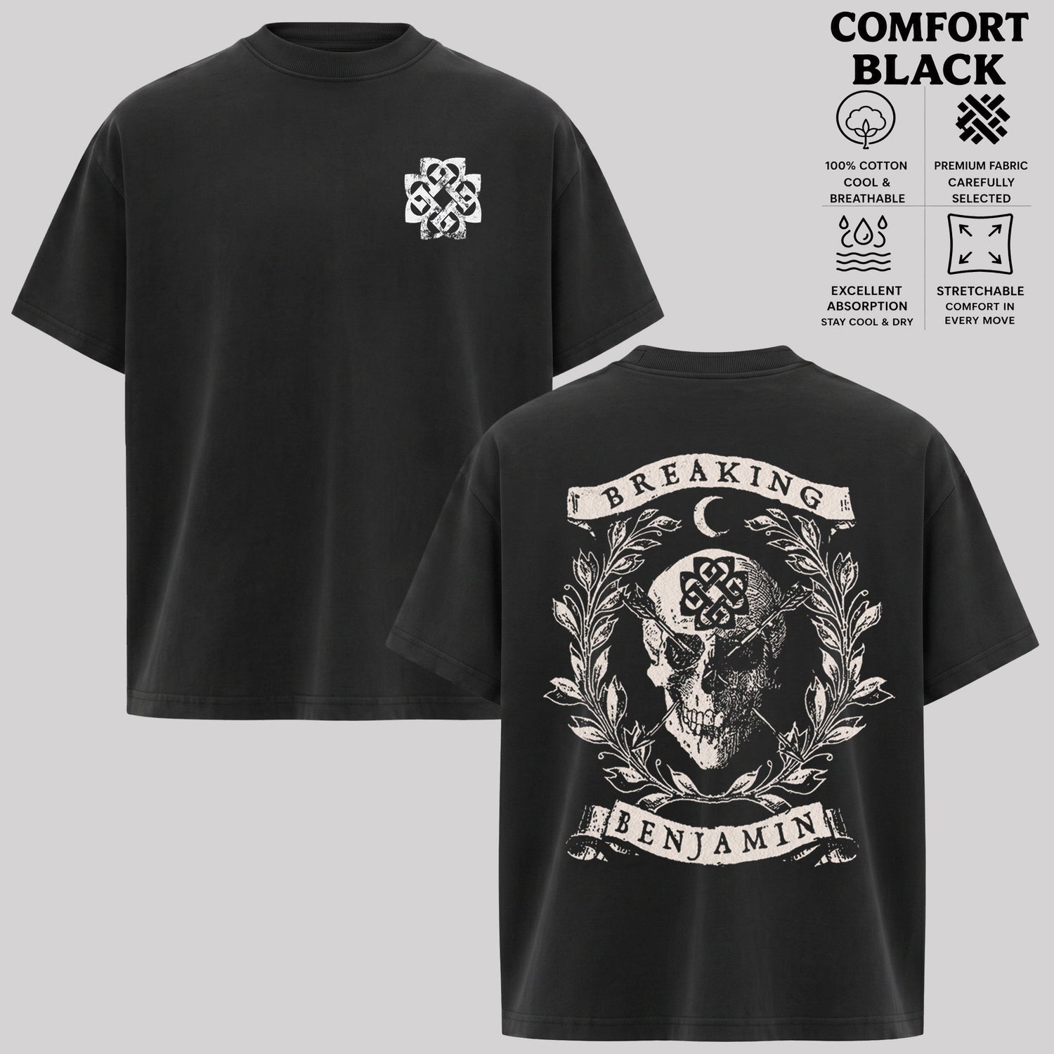 Vintage Breaking Benjamin Band Skull T-shirt & Hoodie
