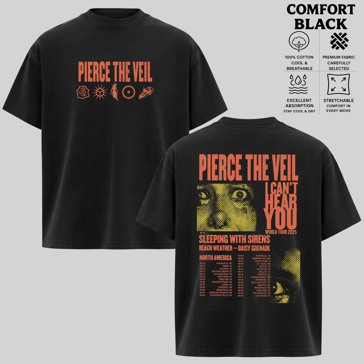 Pierce the Veil I Can't Hear You Tour Graphic T-Shirt & Hoodie