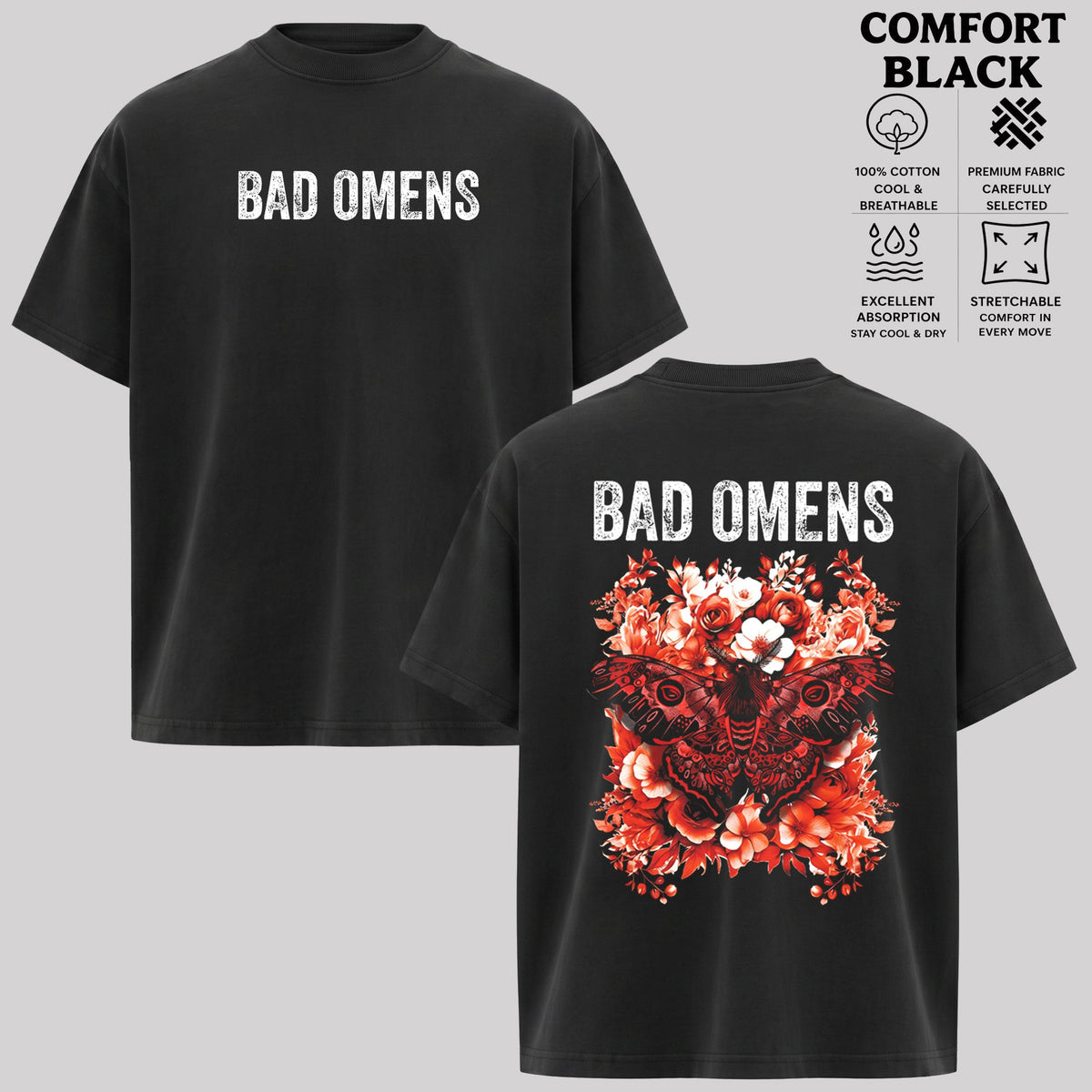 Retro Bad Omens Band Logo Moth T Shirt & Hoodie