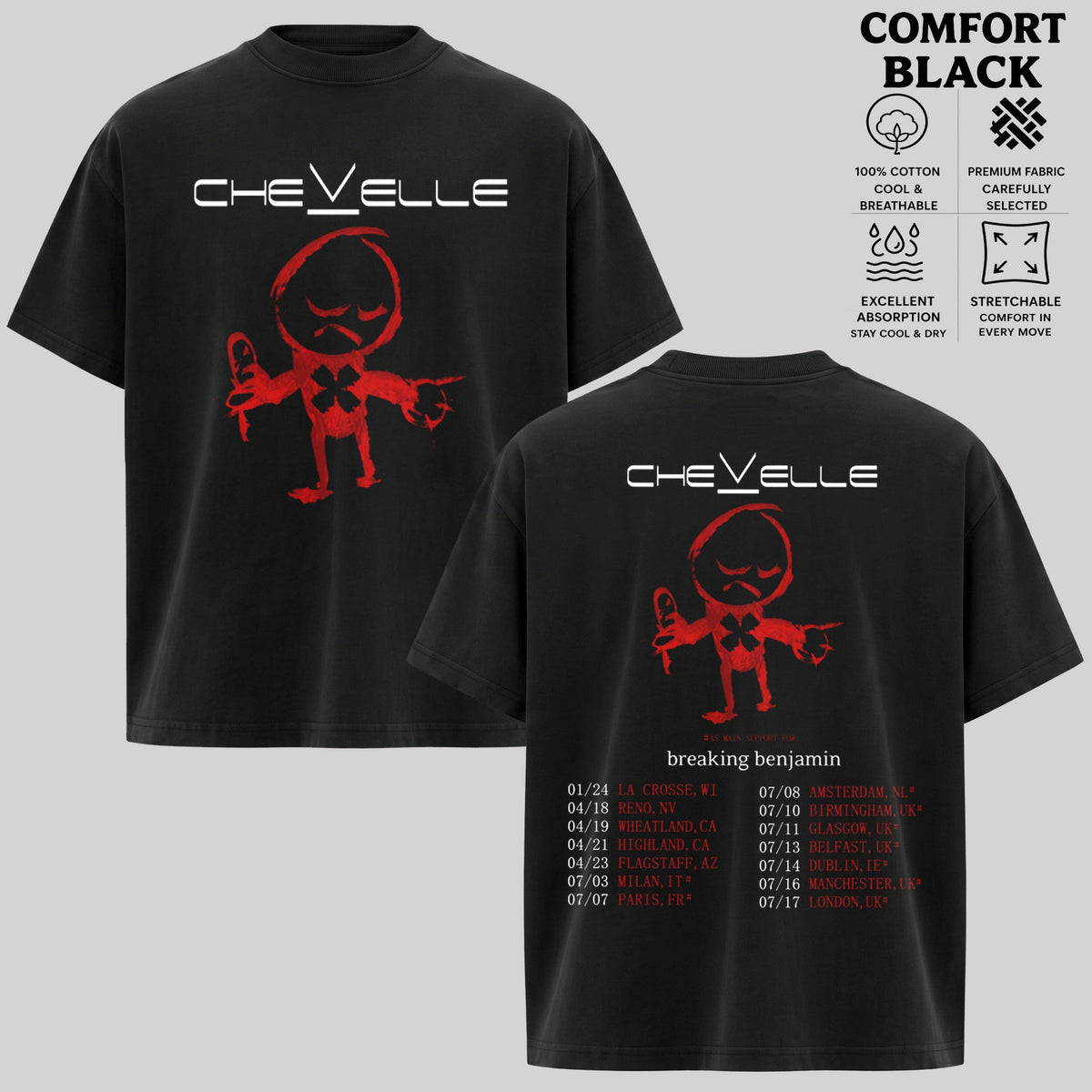 Chevelle Breaking Benjamin Tour Graphic T-Shirt & Hoodie