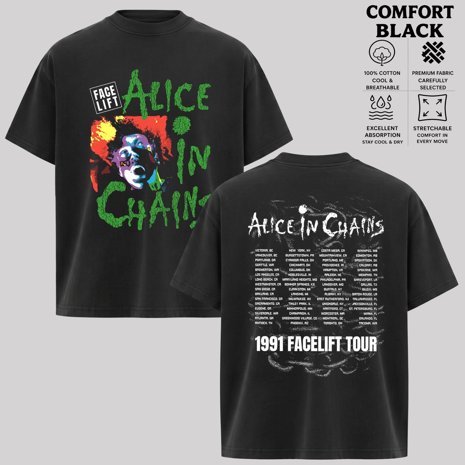 Retro Alice In Chains Facelift 1991 Tour t-shirt & Hoodie