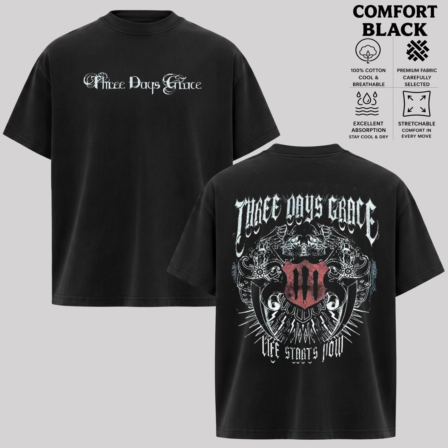 Three Days Grace Gothic Crest T-Shirt & hoodie