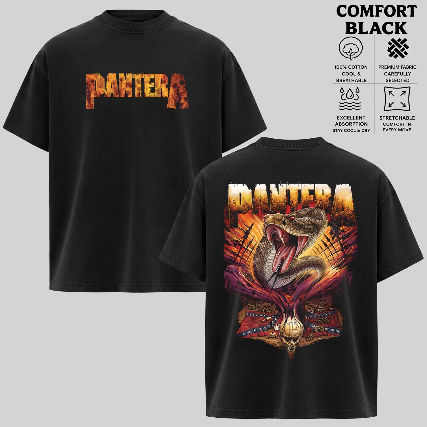 Pantera Snake Artwork Graphic T-Shirt & Hoodie