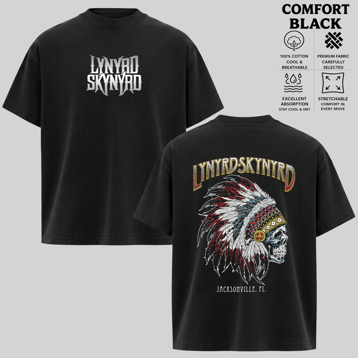 Retro Vintage Lynyrd Skynyrd Indian Skeleton T-Shirt, Lynyrd Skynyrd T-Shirt & Hoodie